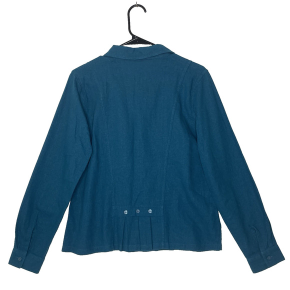 Womens Button Up Top Linen Blend Size M Beach Lagenlook Boho Coastal Lightweight - Picture 2 of 8